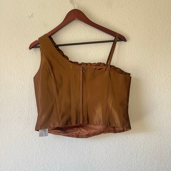 NWT y2k brown satin corset with embellished front‎ size medium - Picture 2 of 8